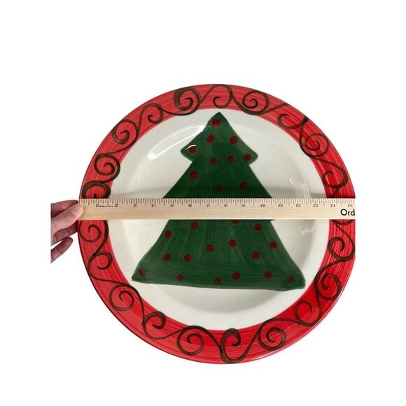 Marco e Cristina Ceramic Christmas Tree Round Decorative Platter 16” Multicolor - Picture 5 of 9